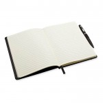 Caderno promocional com caneta cor preto terceira vista