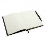 Caderno publicitário de bolso com caneta cor preto terceira vista