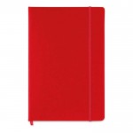 Caderno publicitário de papel quadriculado cor vermelho terceira vista