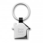 Elegante porta-chaves com casa de níquel cor preto quarta vista com logotipo