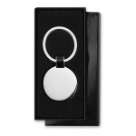 Elegante porta-chaves redondo de níquel cor preto