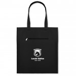 Sacos para compras, personalizados com publicidade cor preto quarta vista com logotipo
