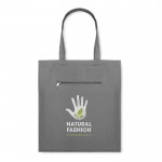 Sacos para compras, personalizados com publicidade cor cinzento quarta vista com logotipo