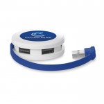 Hub promocional USB de 4 portas cor azul real impresso