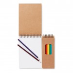 Caderno e lápis de cores publicitários cor bege segunda vista