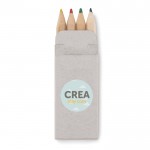 Caixa de 4 lápis de cores personalizados cor bege impresso