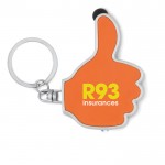 Porta-chaves multifunções em forma de mão cor cor-de-laranja quarta vista com logotipo