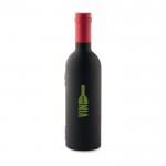 Set promocional de vinho em forma de garrafa cor preto quarta vista com logotipo