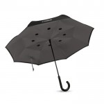 Guarda-chuva promocional reversível de 23'' cor cinzento quarta vista com logotipo