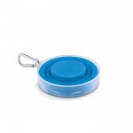 Porta-chaves com copo dobrável e caixa de comprimidos cor azul segunda vista