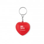 Porta-chaves promocional com coração  cor vermelho quarta vista com logotipo