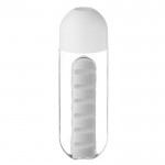 Garrafas publicitárias com caixa de comprimidos cor branco