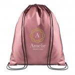 Mochilas merchandising de aspeto metálico cor cor-de-rosa bebé quarta vista com logotipo