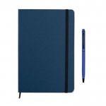 Set de caderno A5 e caneta para publicidade cor azul