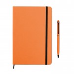 Set de caderno A5 e caneta para publicidade cor cor-de-laranja