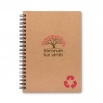 Caderno personalizado ecológico cor vermelho quarta vista com logotipo