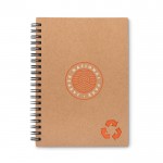 Caderno personalizado ecológico cor cor-de-laranja quarta vista com logotipo