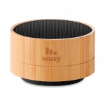 Coluna Bluetooth com Carcaça de Bambu cor preto impresso