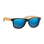 Óculos de sol com serigrafias e haste de bambu cor azul segunda vista