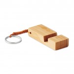 Porta-chaves publicitário de bambu com suporte cor madeira