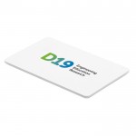 Cartão de segurança RFID cor branco quarta vista com logotipo