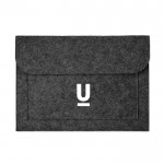 Bolsa para documentos em feltro com logotipo - cor cinzento escuro