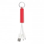 Porta-chaves corporativos com cabos de carga cor vermelho