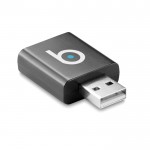 Bloqueador de portas USB personalizado cor preto quarta vista com logotipo