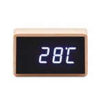 Relógio despertador personalizado de bambu cor madeira quarta vista
