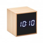 Relógio despertador em caixa de bambu cor madeira