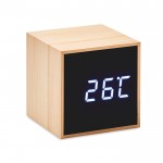 Relógio despertador em caixa de bambu cor madeira segunda vista