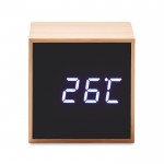 Relógio despertador em caixa de bambu cor madeira quarta vista