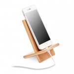 Suporte de telemóvel personalizado em bambu cor madeira quarta vista