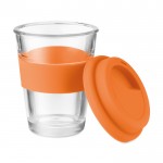 Copo de vidro para levar o café na mão  cor cor-de-laranja segunda vista