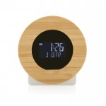 Relógio de secretária redondo de bambu cor madeira segunda vista