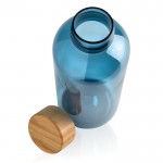 Garrafa de plástico reciclado tampa de bambu cor azul quarta vista