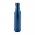 Elegante garrafa metálica de aço reciclado cor azul-escuro quinta vista