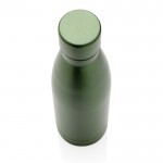 Elegante garrafa metálica de aço reciclado cor verde-escuro terceira vista