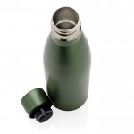 Elegante garrafa metálica de aço reciclado cor verde-escuro quarta vista
