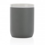Caneca de cerâmica com borda branca cor cinzento quarta vista