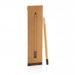 Lápis infinito de bambu com borracha para apagar cor madeira vista com caixa
