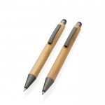 Set de caneta e lápis de bambu em caixa cor madeira