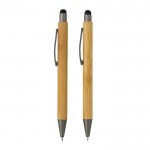 Set de caneta e lápis de bambu em caixa cor madeira quarta vista