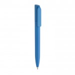 Mini caneta ecológica com rotação e tinta azul Dokumental® cor ciano