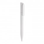 Mini caneta ecológica com rotação e tinta azul Dokumental® cor branco