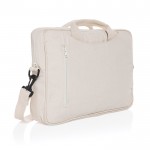 Bolsa para PC de algodão reciclado com bolso frontal 15,4” cor branco-sujo