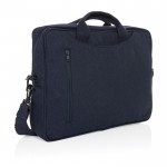 Bolsa para PC de algodão reciclado com bolso frontal 15,4” cor azul-marinho