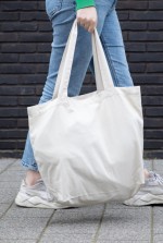 Saco de lona reciclada de 240 g/m² com bolso cor branco-sujo vista de ambiente