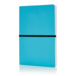 Caderno de capa mole em várias cores com logo cor azul