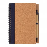 Caderno com espiral e tampa de cortiça cor azul-escuro terceira vista